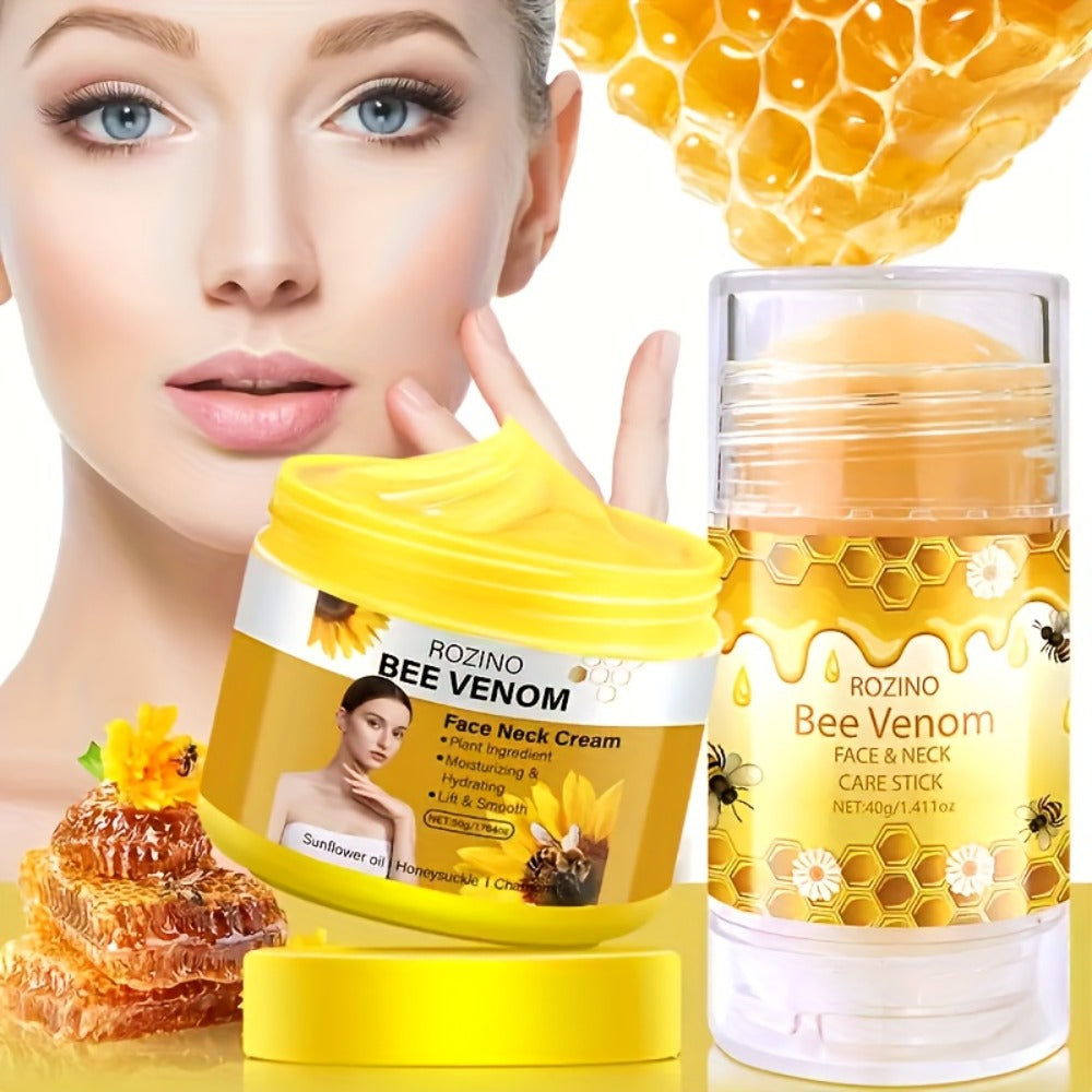 Bee Venom Body Care Set 5pcs Full Body Kit for Lips Face Neck Hands Feet, Non-Greasy Fast Absorption