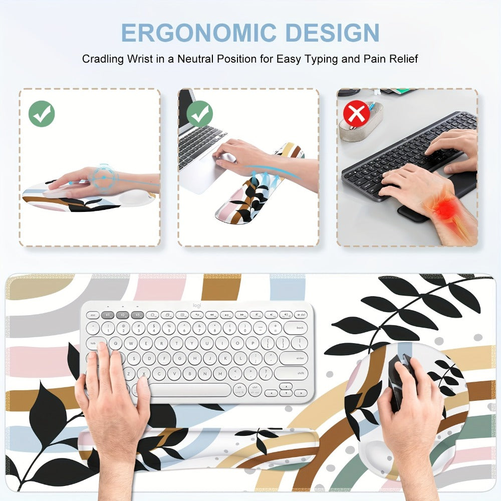 XXL Gaming Desk Mat & Mouse Pad Wrist Rest Set 4-in-1 Bundle – Keyboard Wrist Rest, Mouse Wrist Rest & Coaster