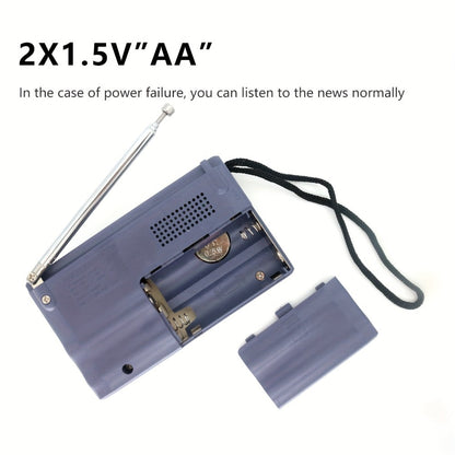 Portable AM FM Shortwave Radio with VFD Display, 21-Inch Antenna Long-Range Reception, AA Battery or DC Powered