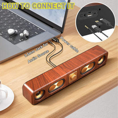 Retro Wood Grain Bluetooth Speaker Dual 2-Inch Woofers 10W Wireless Desktop Soundbar TF AUX for an Everyday Personal Care Routine