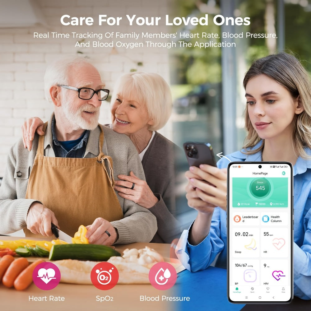 Smart Ring Health Fitness Tracker - Sleep Monitor Heart Rate Temperature Blood Pressure Pedometer Calorie Menstrual Cycle Tracker
