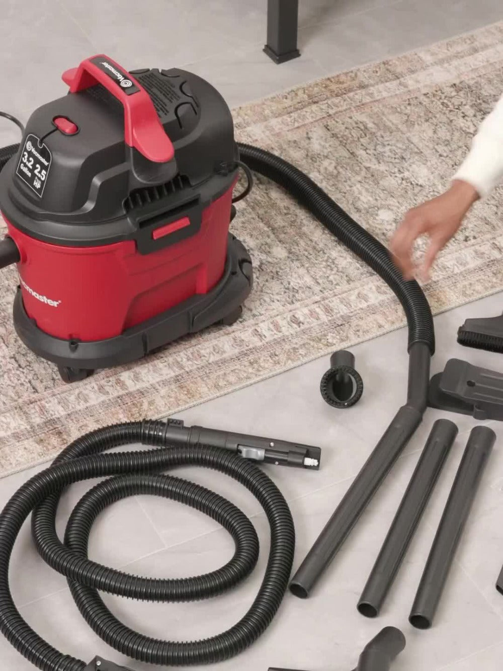 Wall Mount Wet Dry Vacuum 3.2 Gallon 2.5 Peak HP, Space-Saving Shop Vac with Cloth Filter for Wet Spills & Dry Debris
