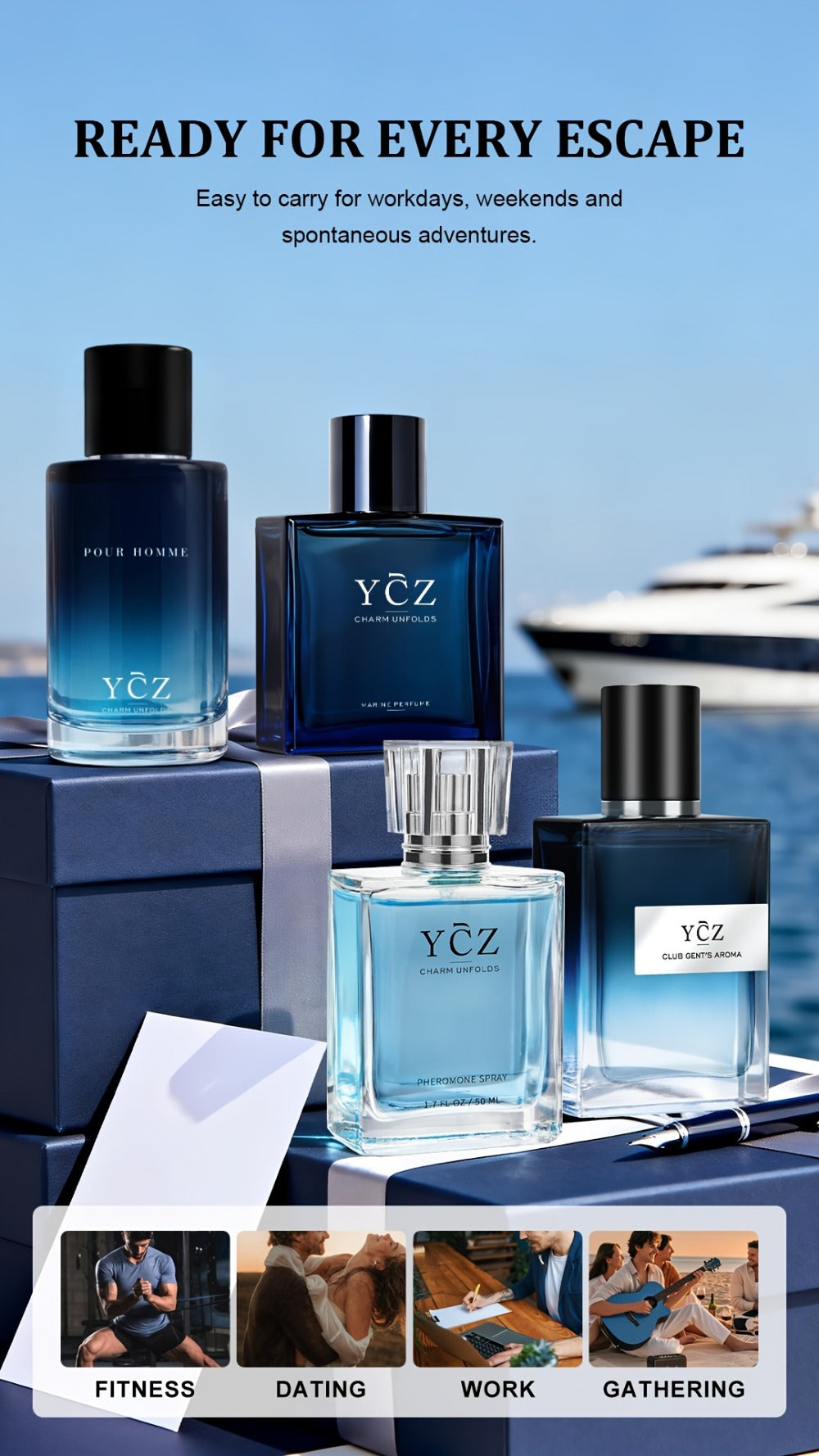 Men's Cologne Gift Set - Eau de Parfum Lavender Fresh & Woody Fragrance, Multi-Piece Sets 2 3 or 4 Bottles