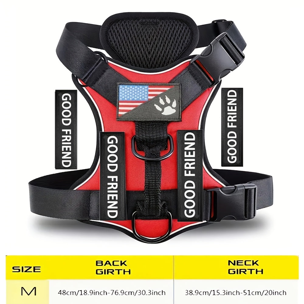 Service Dog Harness with 5 Patches – Reflective Adjustable Oxford Vest with Inner Mesh Layer, Service Dog ID System