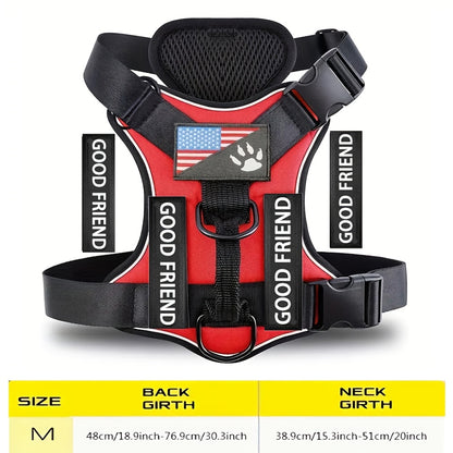 Service Dog Harness with 5 Patches – Reflective Adjustable Oxford Vest with Inner Mesh Layer, Service Dog ID System