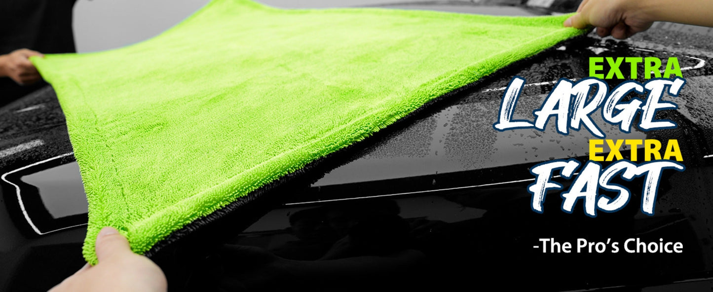 Car Drying Towel in 1400 GSM Microfiber with Two Size Options or Nine-Piece Wash Tool Bundle