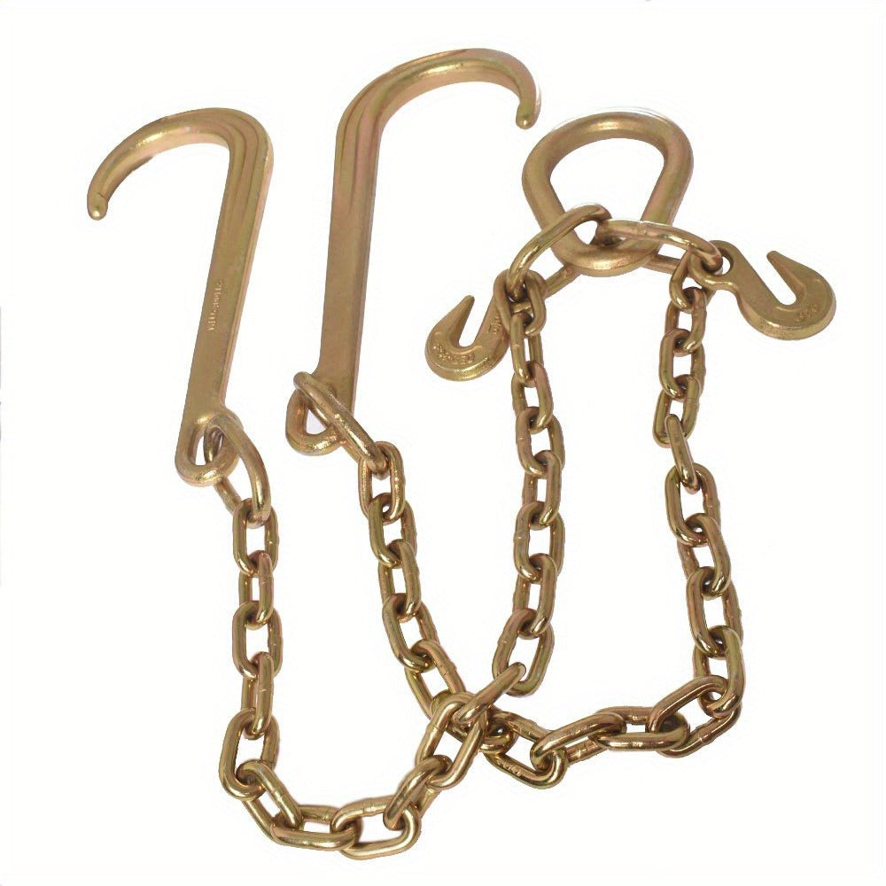 G70 Tow Chain with J-Hooks 5/16in x 2FT V-Chain Flatbed Truck Rollback Wrecker Carrier Replacement Heavy Duty Cargo Security Binding Towing