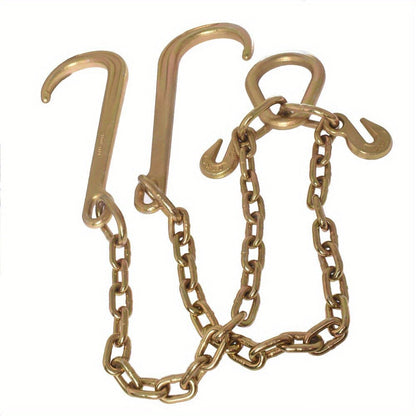 G70 Tow Chain with J-Hooks 5/16in x 2FT V-Chain Flatbed Truck Rollback Wrecker Carrier Replacement Heavy Duty Cargo Security Binding Towing