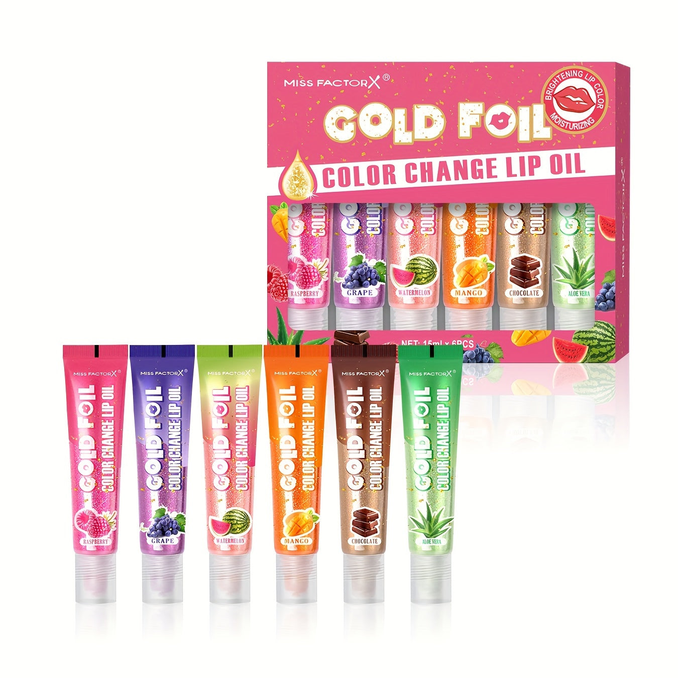 pH Color Changing Lip Balm Set 6pcs 6 Fragrances – Deep Moisturizing Brightening Glossy Tinted Lip Care, 0.51oz Each