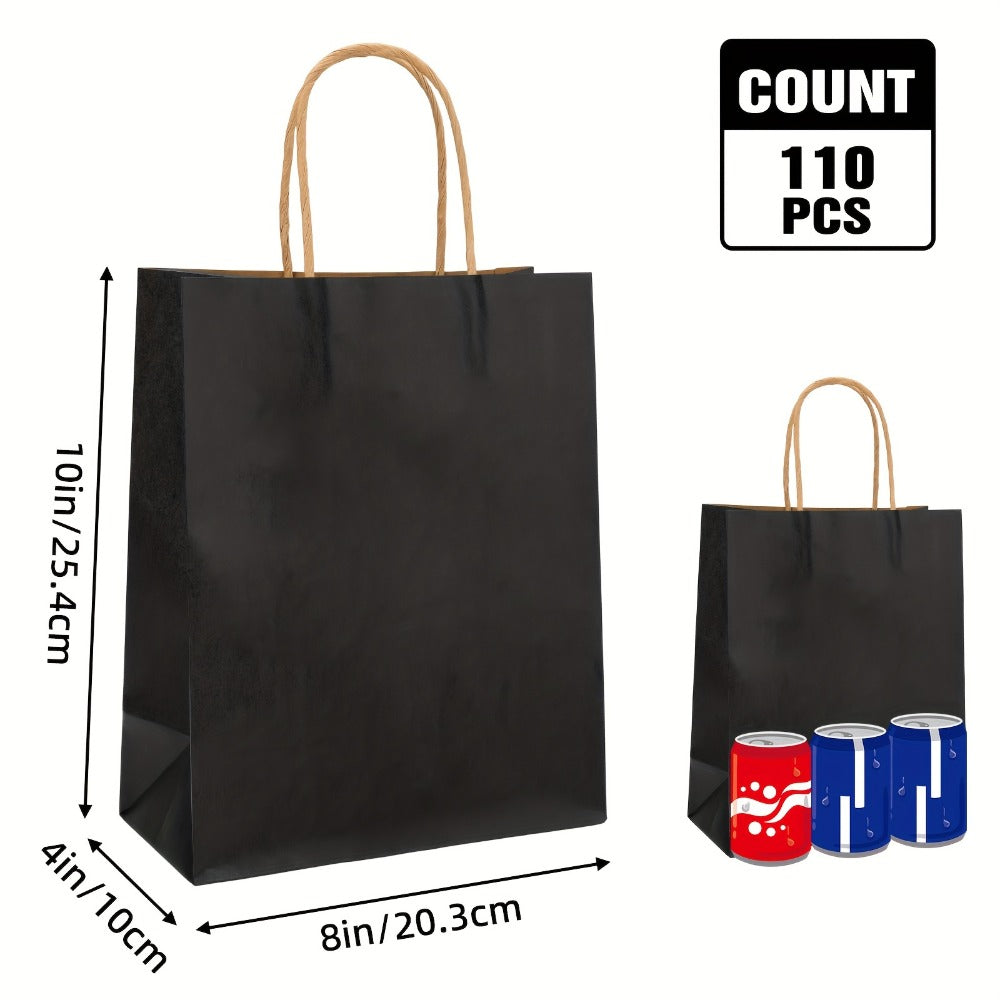 Paper Gift Bags with Handles 110pcs Bulk, Medium & Large Sizes, Shopping Bags for Small Business, Party Favor Bags