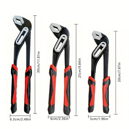 Water Pump Pliers Adjustable Heavy Duty Wrench 8" 10" 12" – Large Opening Quick Adjust, Multi-Grip Channel Lock Tool for Pipeline, Plumbing