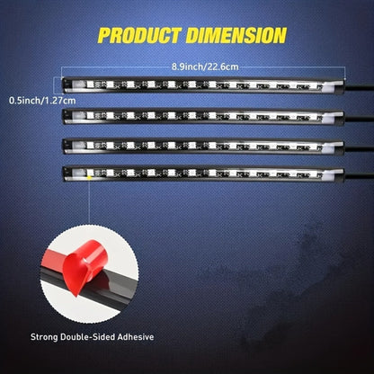 Four-Strip 48-LED RGB Car Interior Light Kit with App, Remote or USB and Remote Control Options