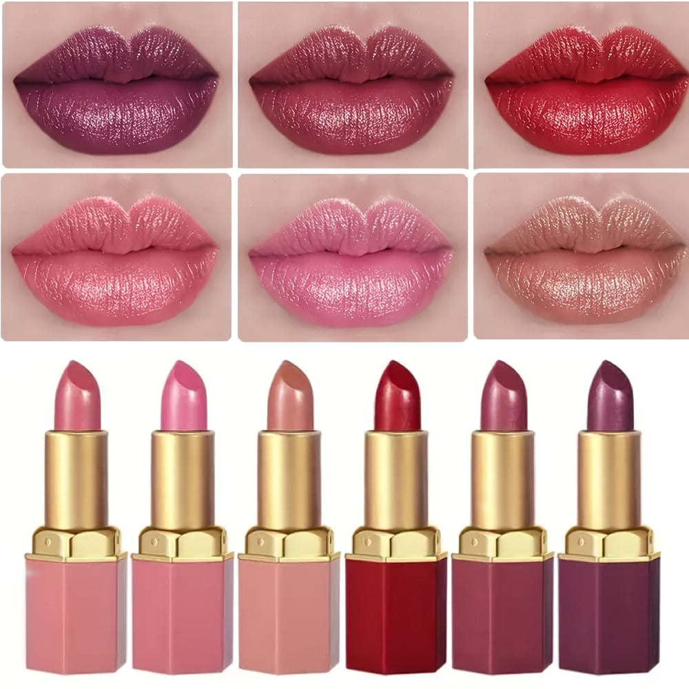 Cream Lipstick Set 6 Colors Long-Lasting Moisturizing – Smooth Creamy Finish Lip Color for All Skin Tones Everyday Party Holiday Makeup Gift