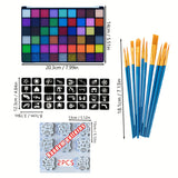 54 colors + 10 brushes + 4 tattoo stickers + 2 pattern templates