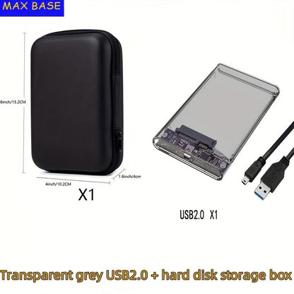 2.5 Inch External Hard Drive Enclosure USB 2.0 to SATA III Converter - Supports Up to 6TB HDD SSD
