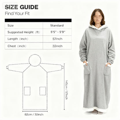 Oversized Wearable Blanket Hoodie Jacket – 350-400gsm Thick Warm Suede Flannel, Hooded Pocket Lazy Coat for Women & Men, 5 Colors