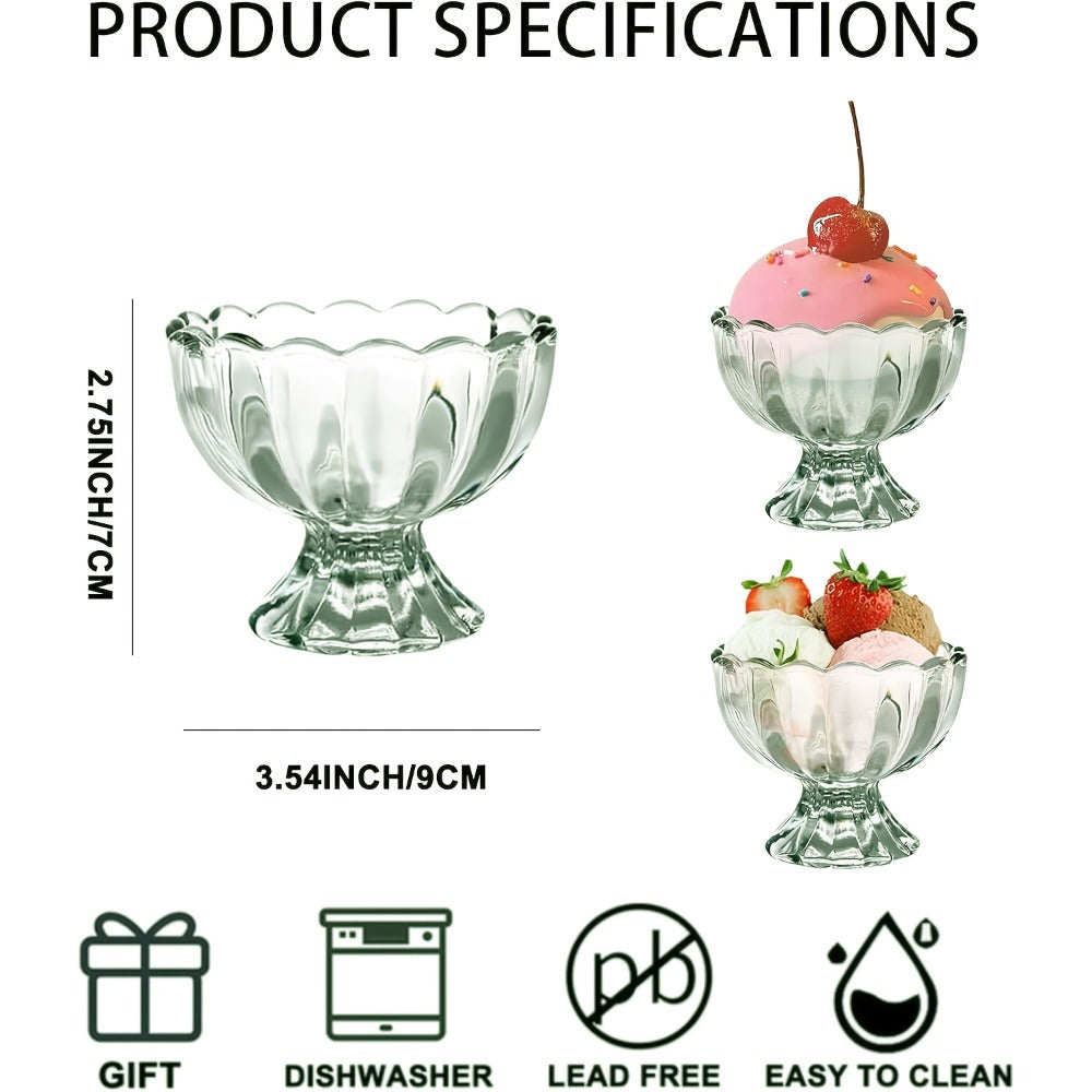 Tulip Shaped Dessert Bowls Set of 12 – 5 Oz Glass Cups for Ice Cream, Sundaes, Fruit & Salads – Dishwasher Safe Snack & Cocktail Bowls