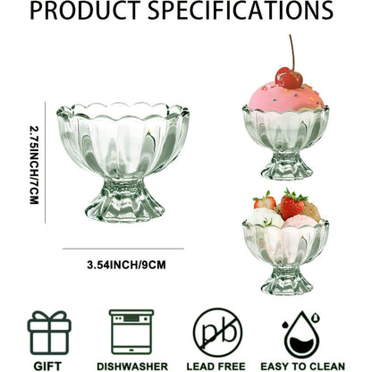Tulip Shaped Dessert Bowls Set of 12 – 5 Oz Glass Cups for Ice Cream, Sundaes, Fruit & Salads – Dishwasher Safe Snack & Cocktail Bowls