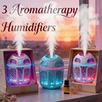Mini Aromatherapy Humidifier Set of 3 Cool Mist Diffuser with Odor Eliminator No Filter for Entryways, Bedrooms and Living Spaces