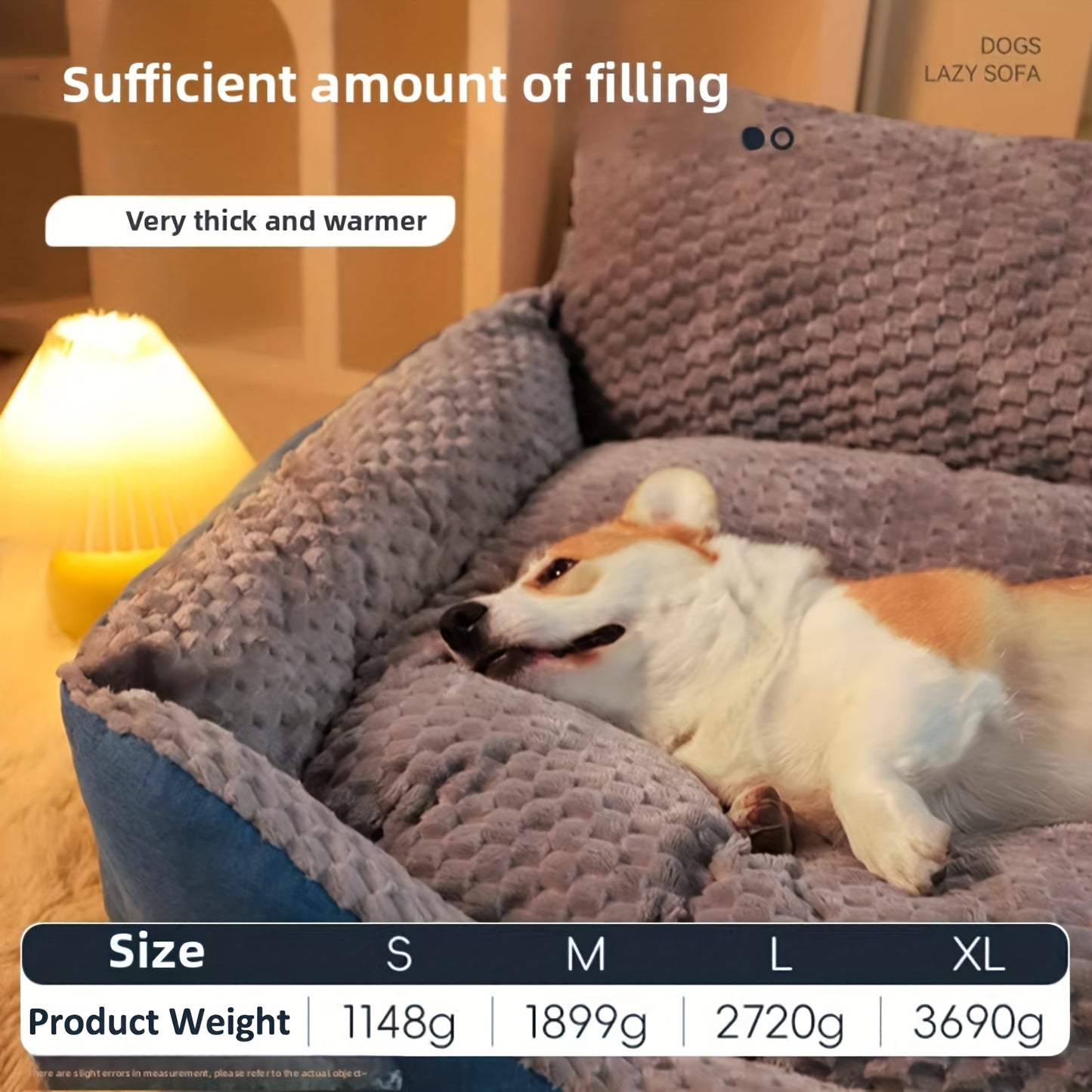 Orthopedic Dog Bed Luxury Extra Large Fluffy Winter Warm Pet Couch, Cat Sofa Kennel Cushion Pad for Small Medium Large Dogs Cats up