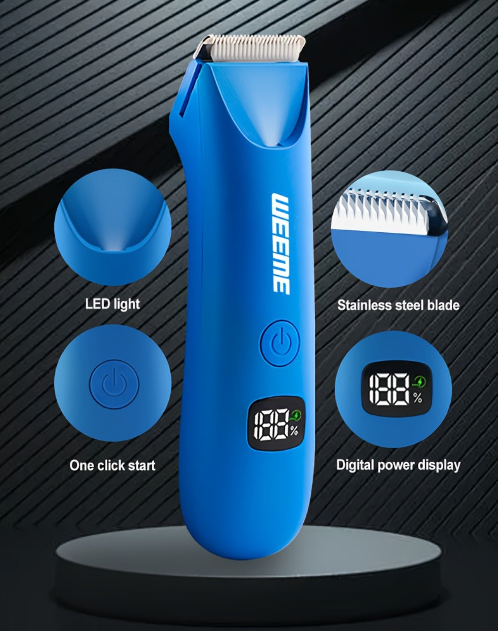 Men's Body Hair Trimmer USB Rechargeable – Chest, Leg & Armpit Hair Trimmer with LCD Display & LED Light, Cordless Electric Body Groomer