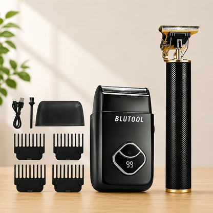 Men's Grooming Set USB Rechargeable Hair Clipper Electric Shaver Nose Ear Hair Trimmer for Everyday Face, Beard and Body Grooming