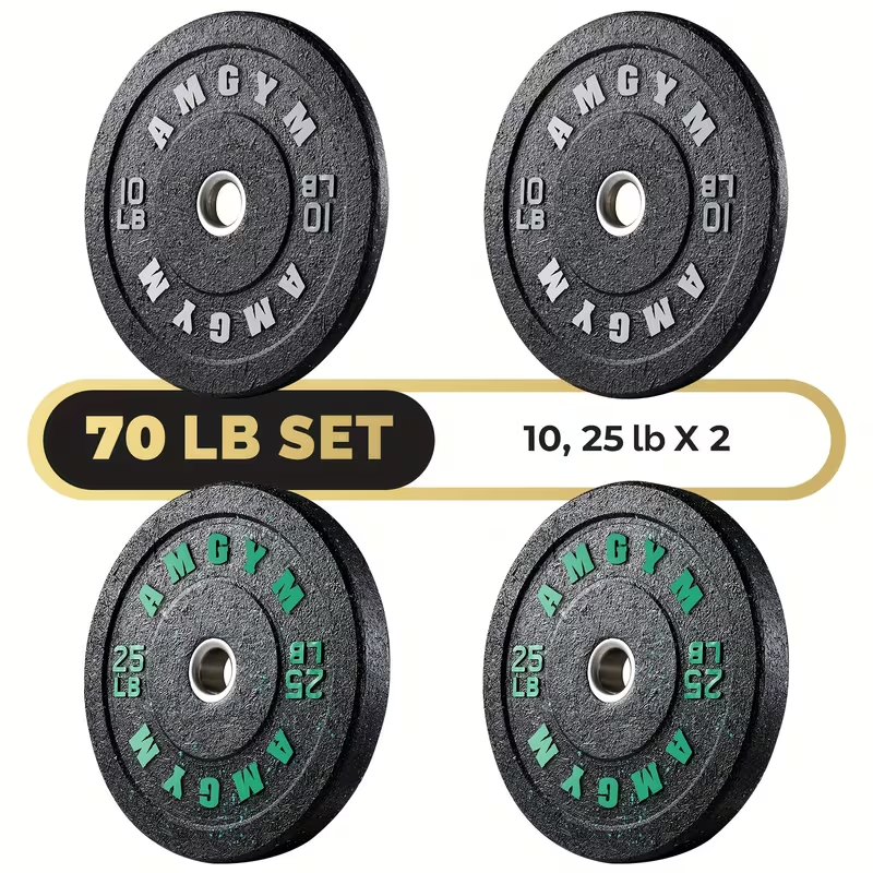 Bumper Plates Colored Rubber Weight Plates – 2-Inch Olympic Barbell Plates for Weightlifting & Strength Training