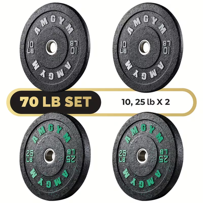 Bumper Plates Colored Rubber Weight Plates – 2-Inch Olympic Barbell Plates for Weightlifting & Strength Training
