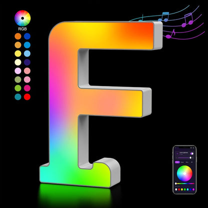 LED Letter Lights Music Sync – Colorful Flashing Marquee Alphabet Lights for Room Decor, Party, Bedroom, Festival & Camping