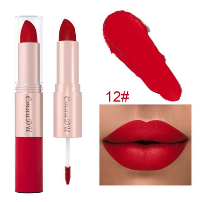 Dual-Ended Matte Lipstick & Lip Gloss Set 4pcs, 2-in-1 Velvety Lip Color, Non-Drying Comfortable Formula