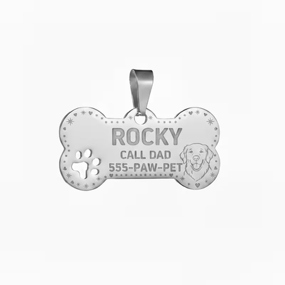 Custom Dog Collar Cuban Chain with Engravable Pet ID Tag – Personalized Name & Phone Number Plate for Small Medium Large Dogs & Cats
