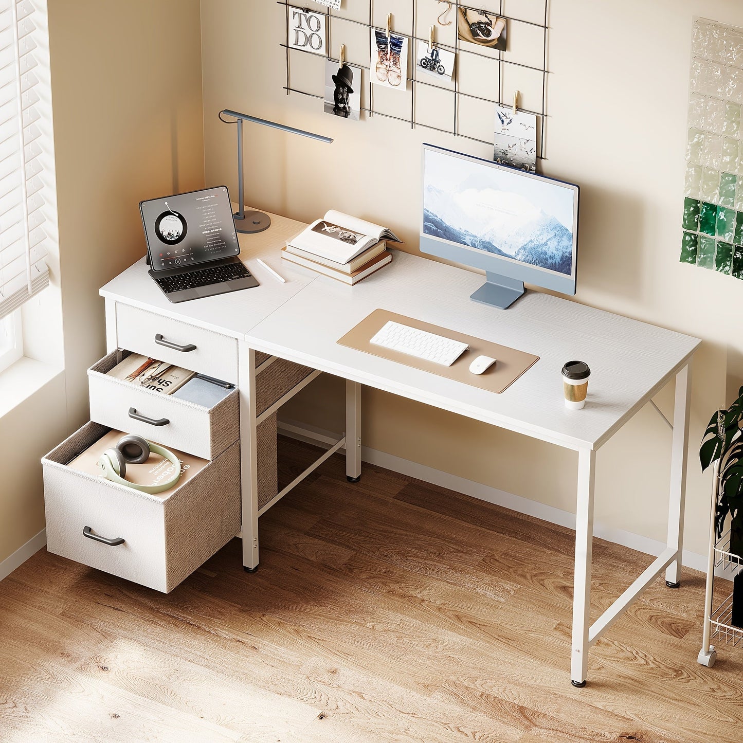 Computer Desk shown in the White, 48 Inches option