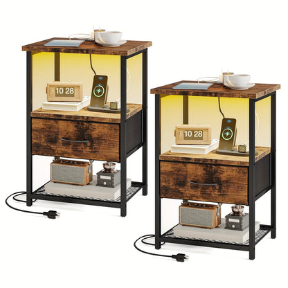 Nightstands shown in the Brown-1 Drawer, 2pcs option
