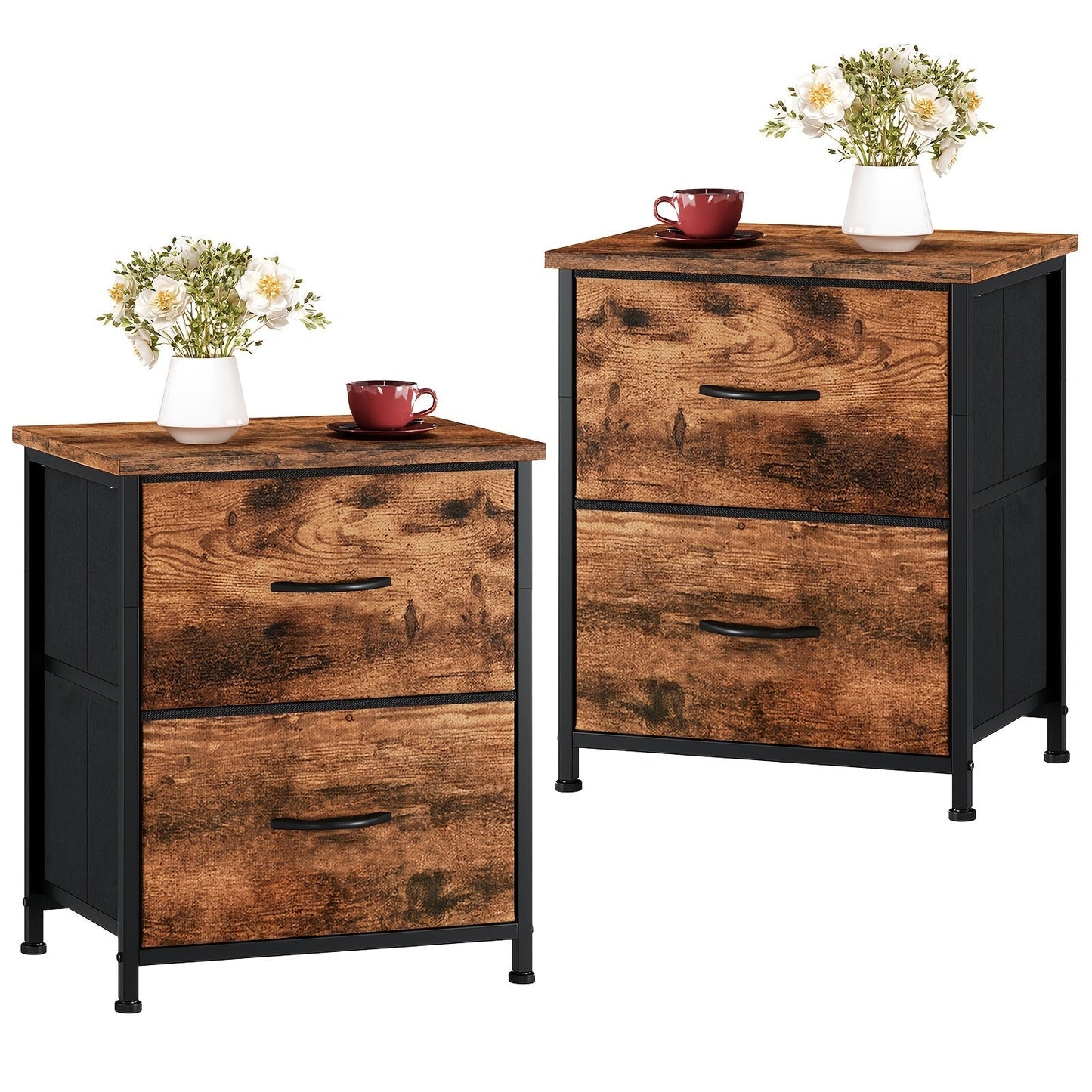 Nightstand shown in the Wood Grain Print, 2pcs option