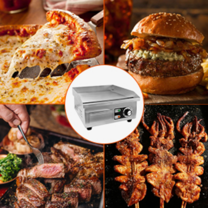 Electric Flat Top Grill 14"/22", Commercial Teppanyaki Griddle, Non-Stick Cast Iron Cooking Surface