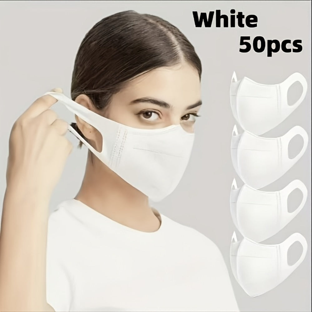 Face Mask - Disposable 50 Pack Breathable Wide Ear Loops Individually Wrapped Fashion - product detail view 4