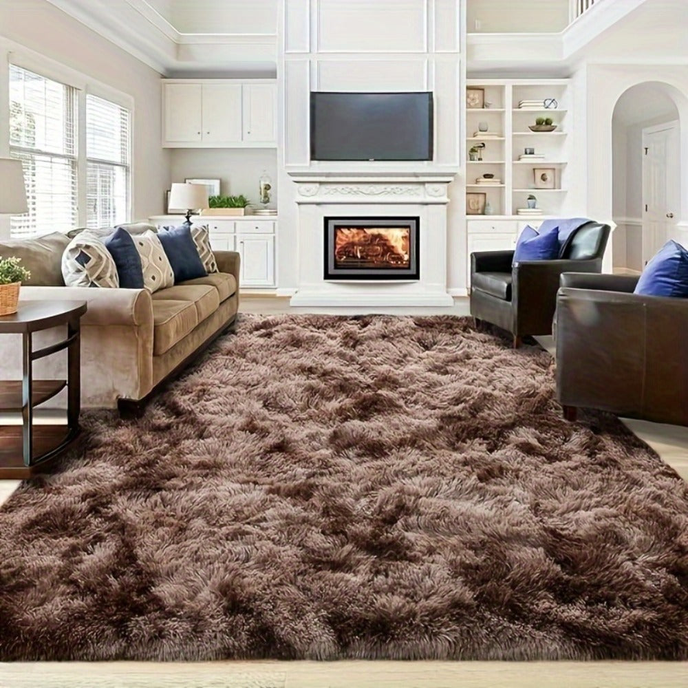 Gradient Color Soft Area Rug – Washable Anti-Slip Shaggy Fluffy Carpet for Living Room & Bedroom | Modern Machine-Made Floor Mat