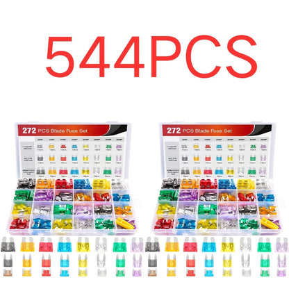Car Fuse Assortment Kit 372/544pcs – Standard Blade, Mini, LP Mini & Micro2 Automotive Fuses with Puller, 2A-35A for Auto, RV, Truck & Boat