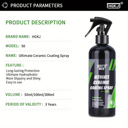Car Ceramic Coating Spray by HGKJ with 100ml and 300ml Bottle Options for Exterior Paint Application
