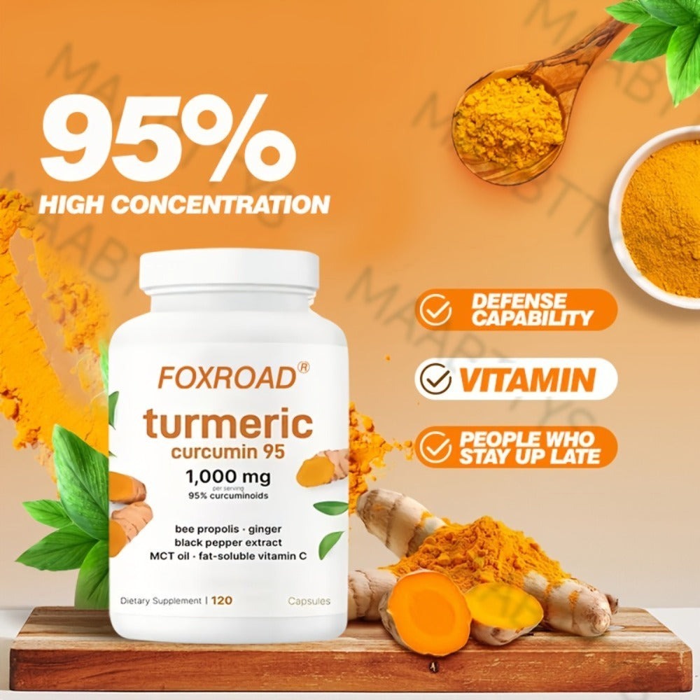 Curcumin 6-in-1 Capsules with 95% Active Curcumin, Vitamin C & Probiotics, 120 Capsules 120-Day Supply