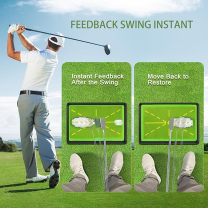 Golf Swing Training Mat with Ball Impact Path Feedback – Anti-Slip PP Base, Color-Change Swing Indicator, SBR Shock Absorption for Indoor