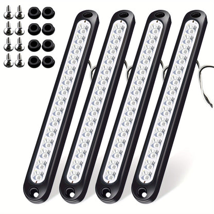 LED Trailer Marker Lights 4-Pack – 15 LED Stop Turn Signal Tail Light Bar for Truck, Semi, Boat Trailer & RV | Amber, Red, White