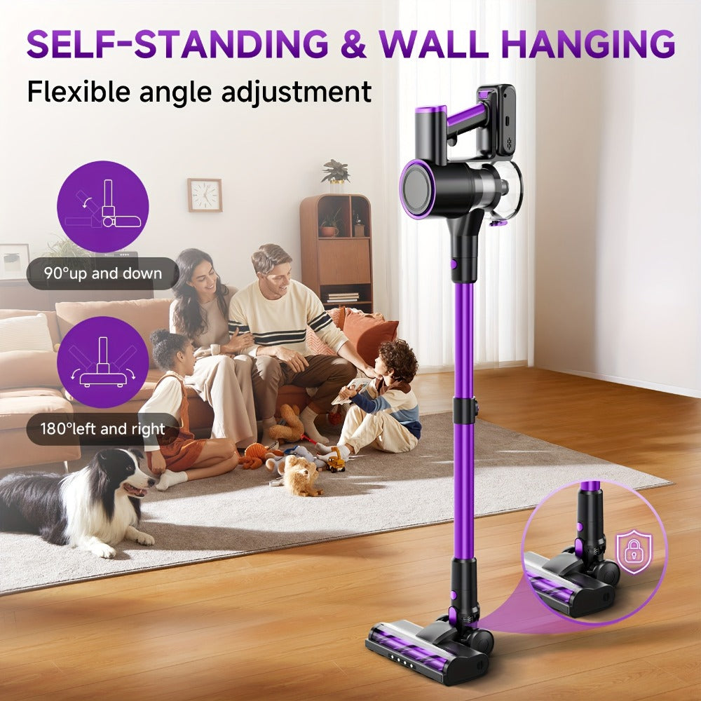 Cordless Three-Speed Stick Vacuum Cleaner with Detachable Battery, LED Floor Brush and Seven Colors