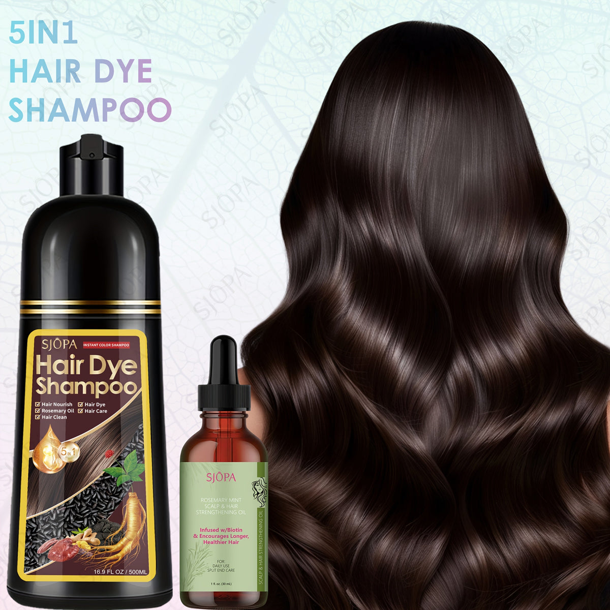 Hair Dye Coloring Shampoo 5-in-1 Upgraded with Hibiscus Oil, Squalane & Glycerin – Quick Color & Nourishing, Gentle Skin-Safe Formula