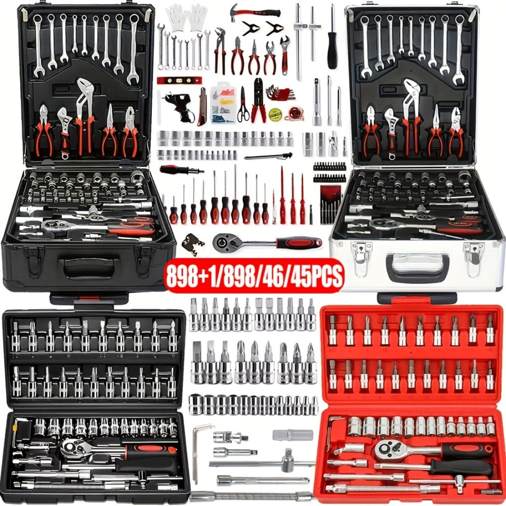 Automotive Socket and Hand Tool Kit in 45-Piece Case or 898-Piece Rolling Cabinet Checkout Options