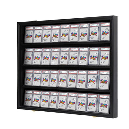 Sports Card Display Case 36 Slots Lockable Wall Frame – UV Protection Acrylic | Baseball Basketball Football Hockey Trading Cards | Black