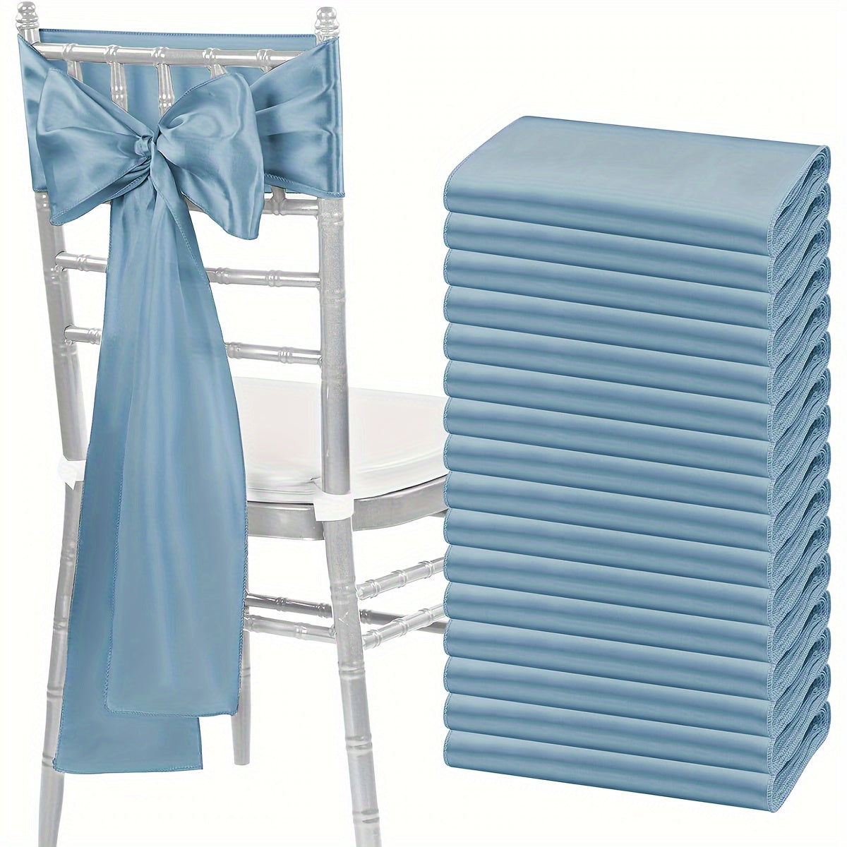 100pcs Satin Chair Sashes Bows for Wedding Banquet Party Event Decoration, 13 Colors, 18×275cm