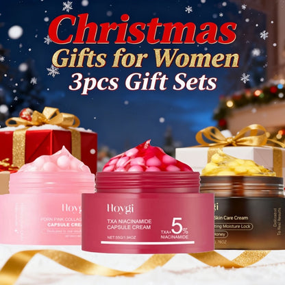 Face Cream PDRN Collagen Three-Piece Capsule Set with Vitamin C and Niacinamide for Day or Night Use