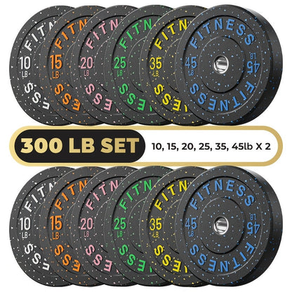 Bumper Plates Colored Rubber Weight Plates – 2-Inch Olympic Barbell Plates for Weightlifting & Strength Training