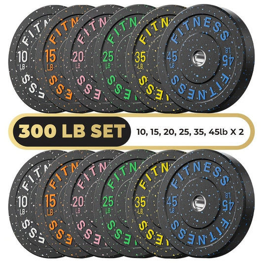 Bumper Plates Colored Rubber Weight Plates – 2-Inch Olympic Barbell Plates for Weightlifting & Strength Training